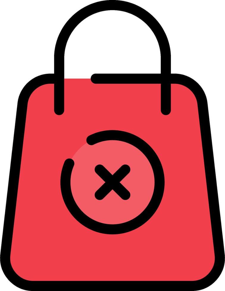 A red shopping bag with an x on it vector