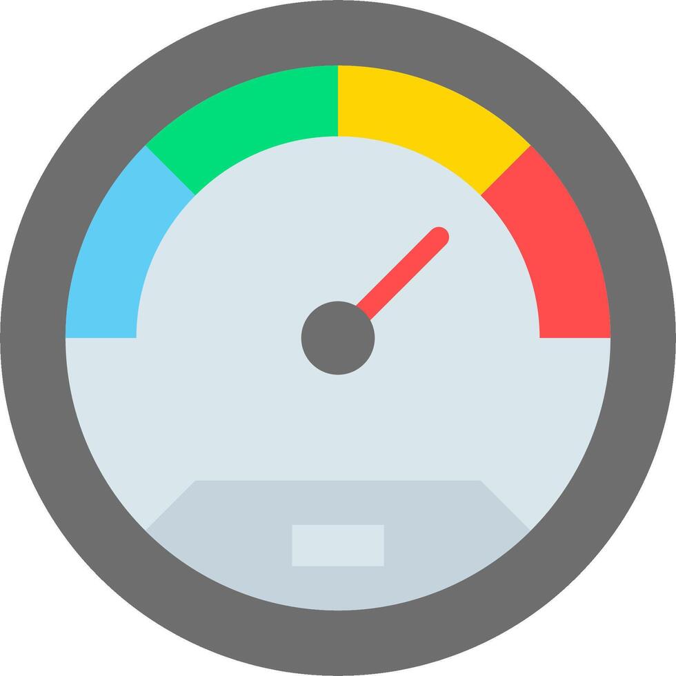 A meter with a red, yellow, green and blue color vector