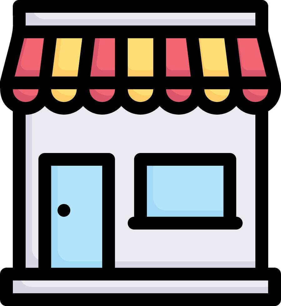 A small store with a yellow awning vector