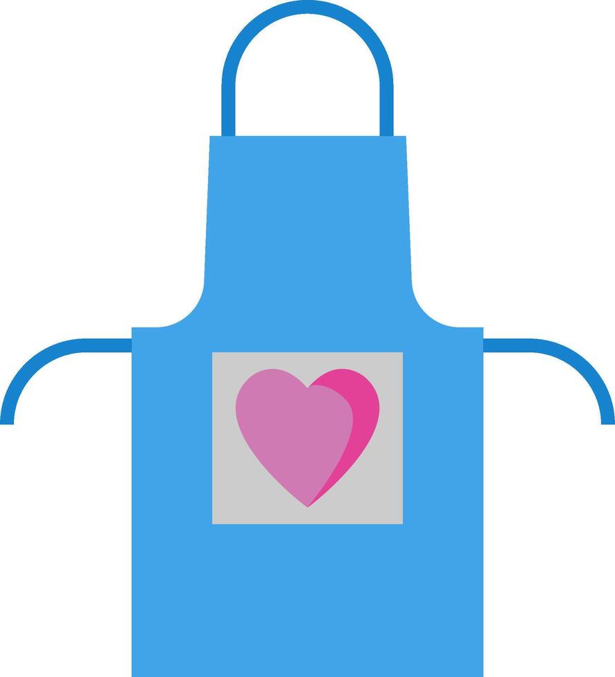A blue apron with a pink heart on it vector