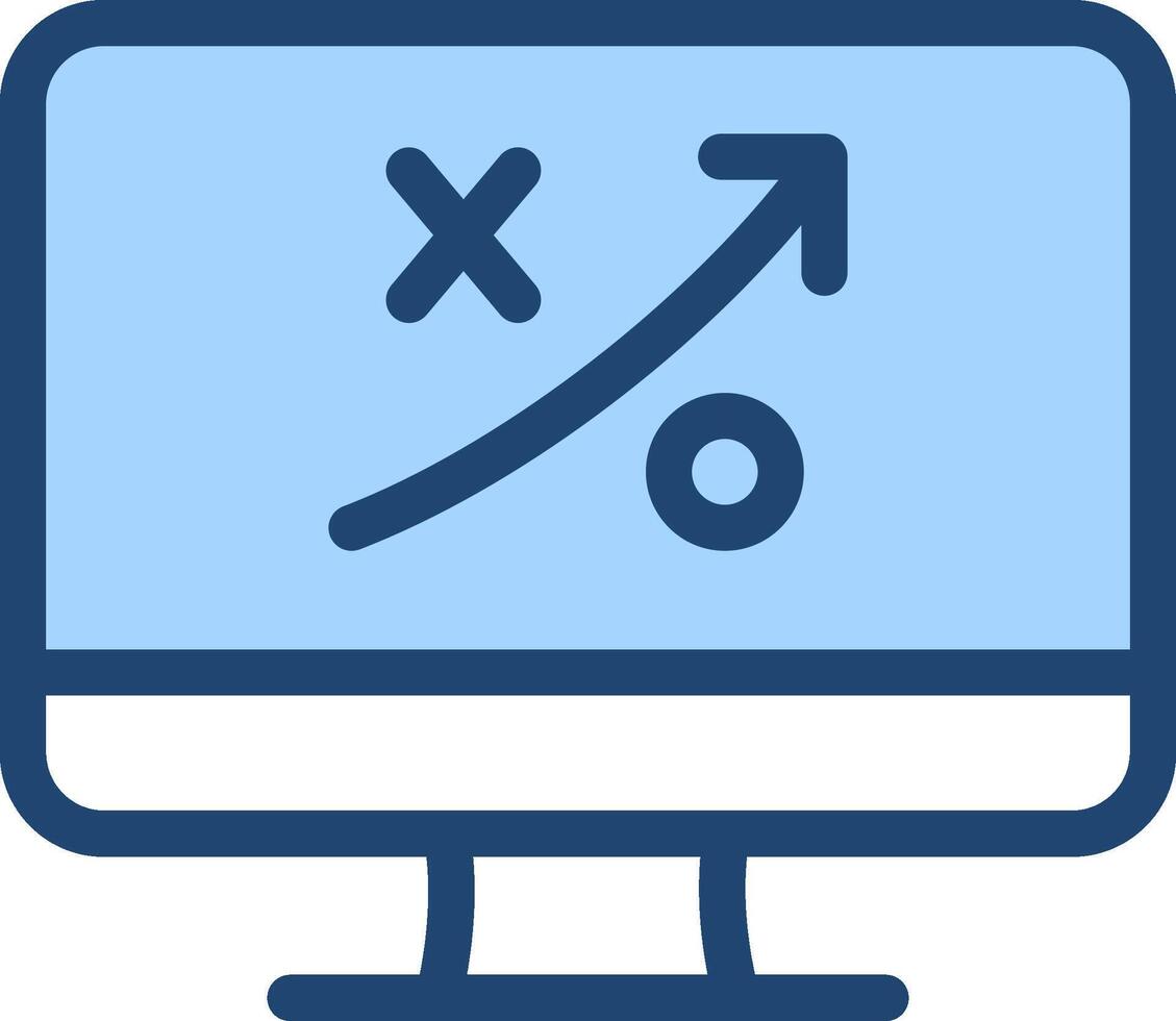 A computer monitor with an arrow pointing up vector
