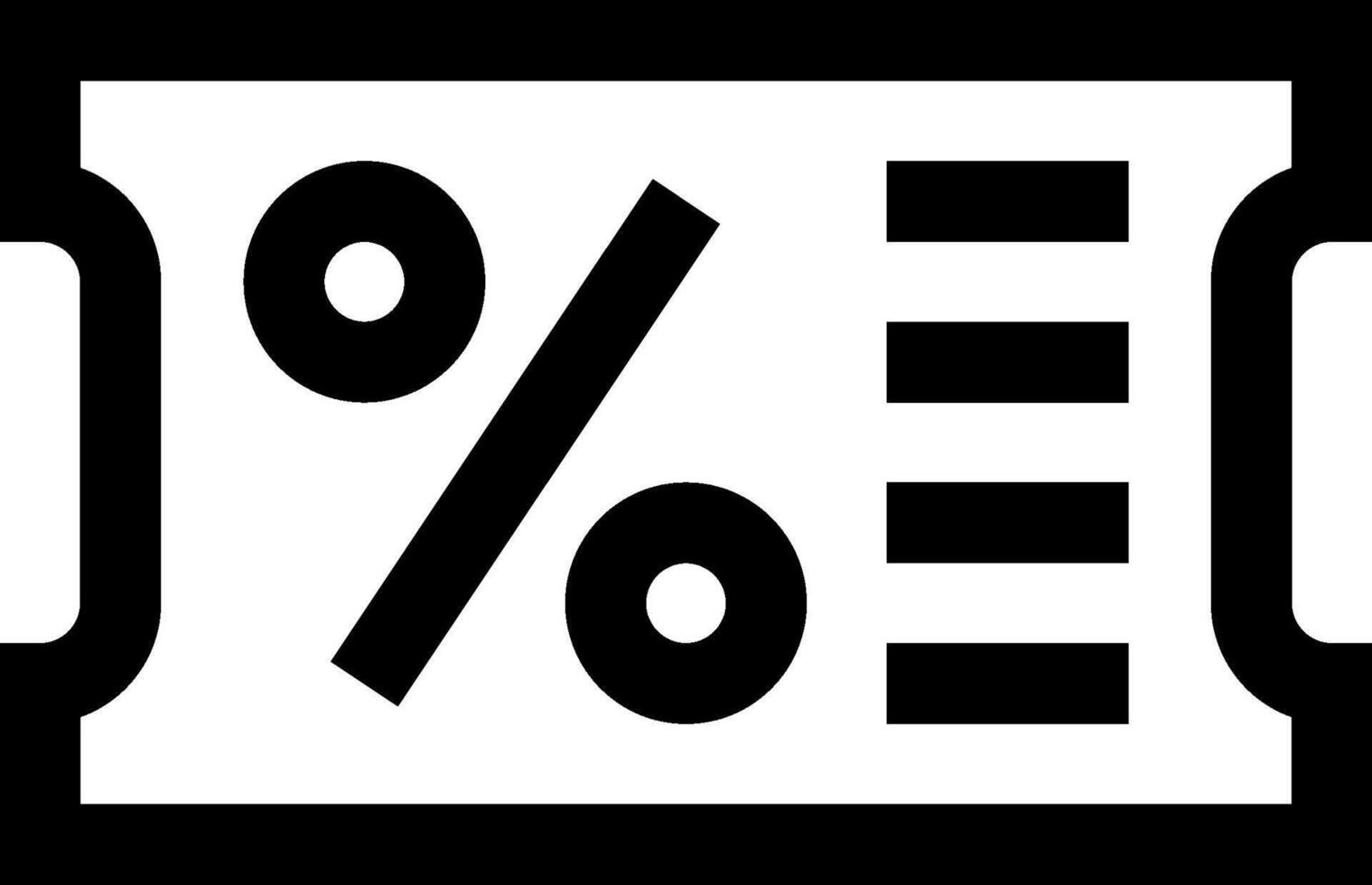 A black and white image of a percentage sign vector