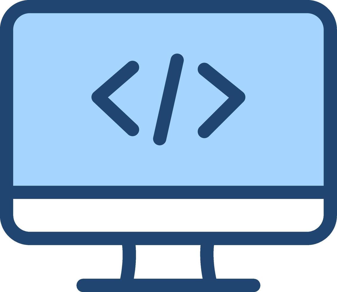 A computer monitor with a code symbol on it vector
