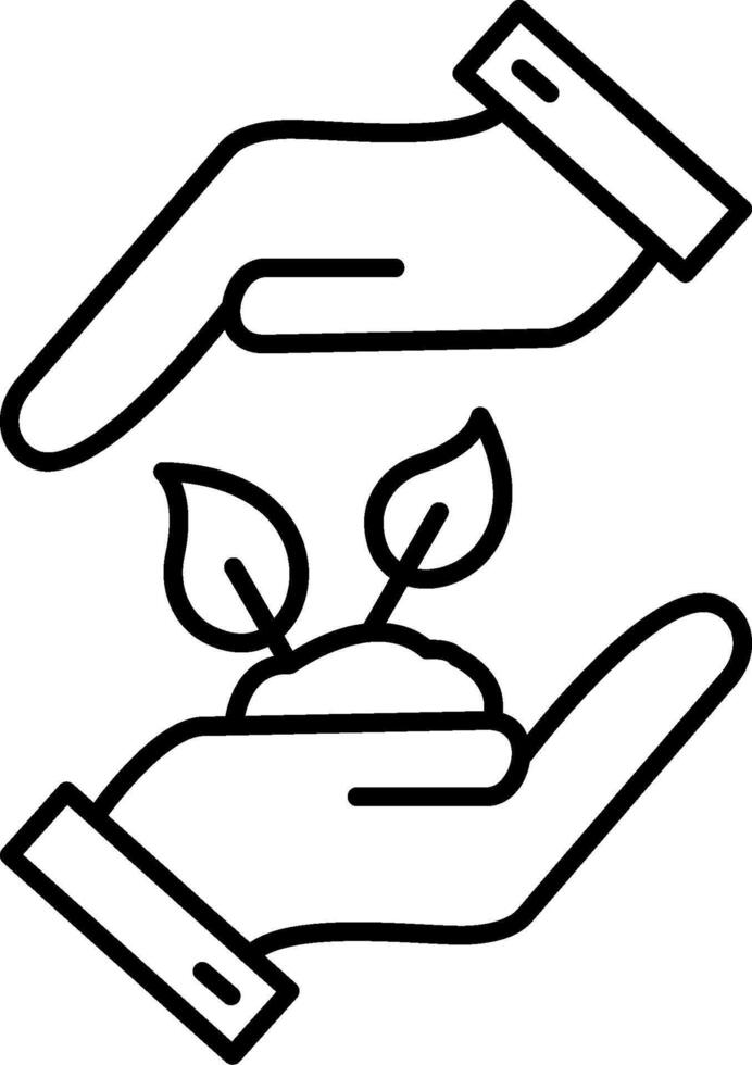 Hands holding plant and plant in the palm of the hand vector