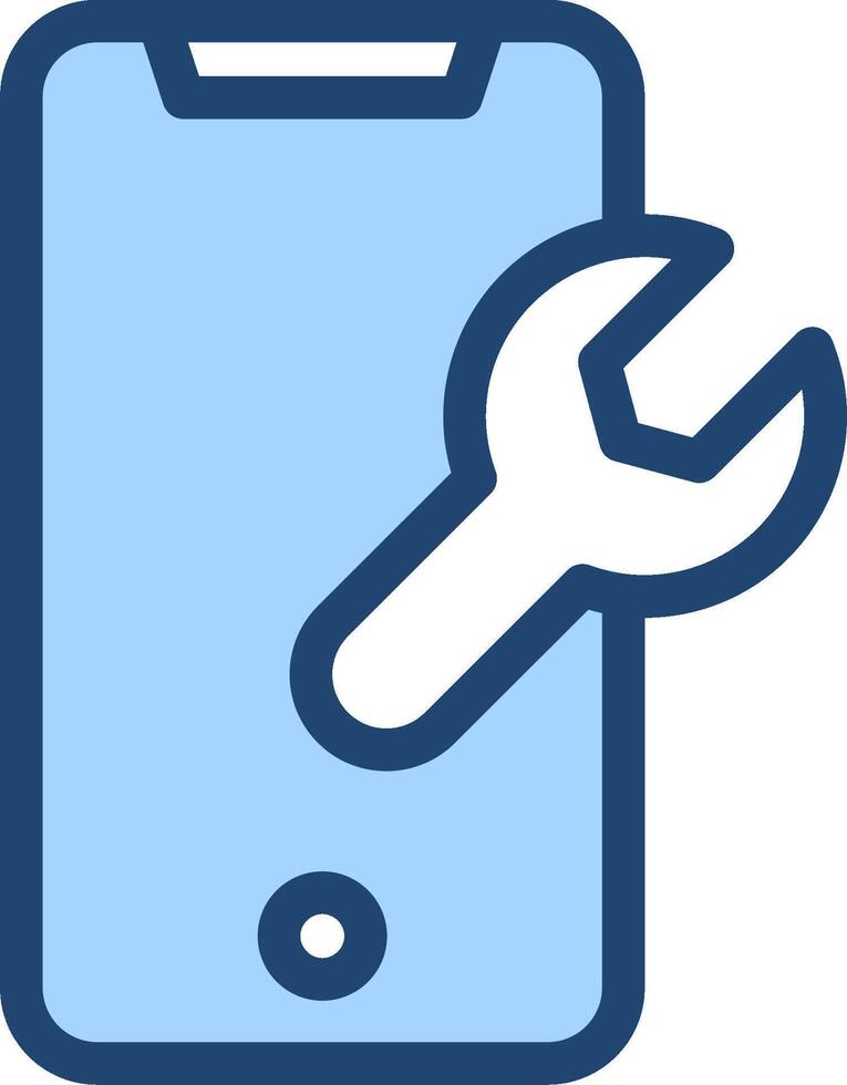 A blue phone with a wrench on it vector