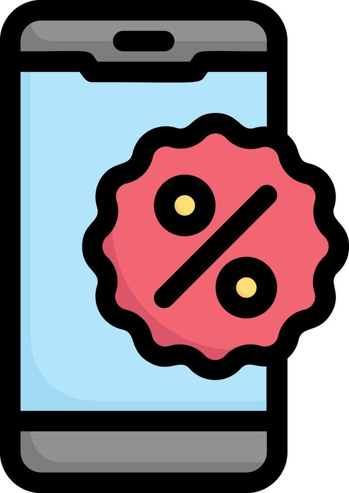 A smartphone with a percentage sign on it vector