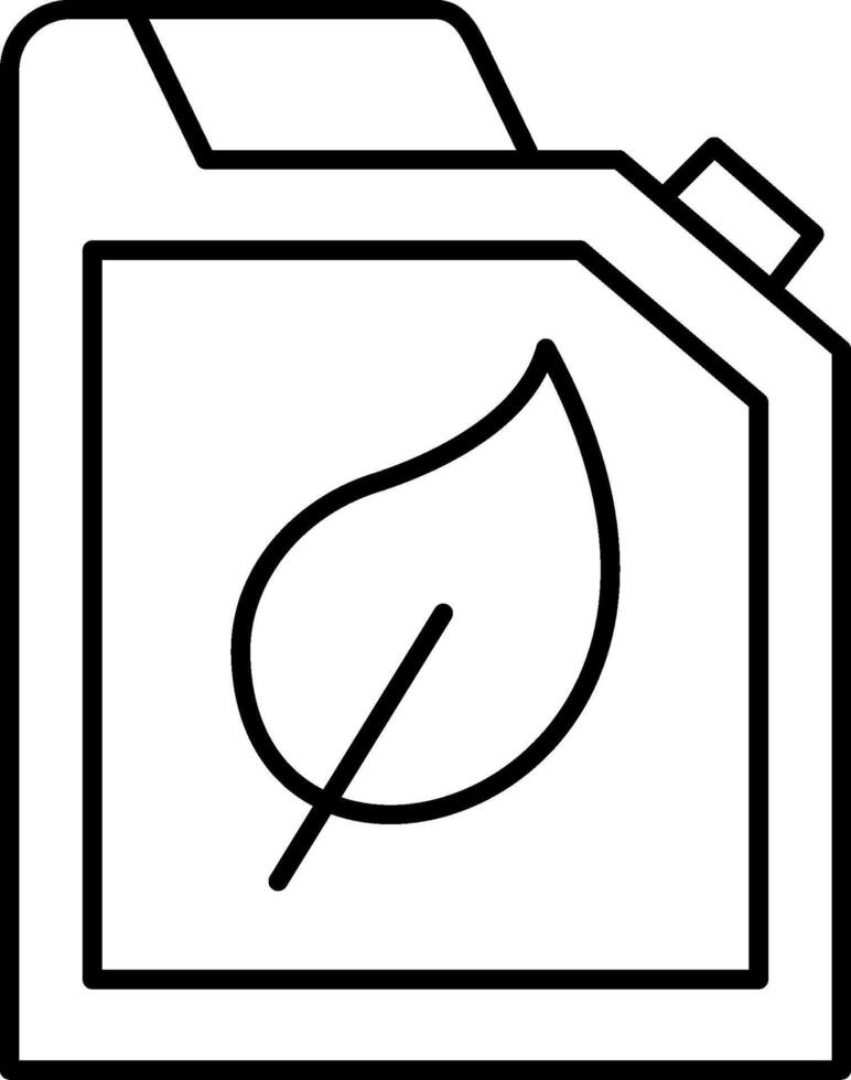 A black and white icon of a gas can with a leaf vector