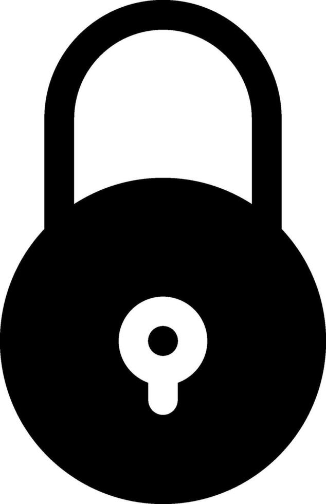 A black and white image of a lock with a keyhole vector