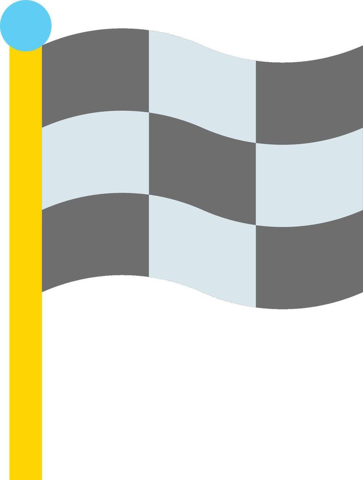 A checkered flag on a pole with a yellow pole vector