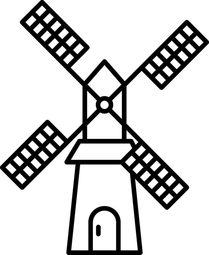 A black and white drawing of a windmill vector