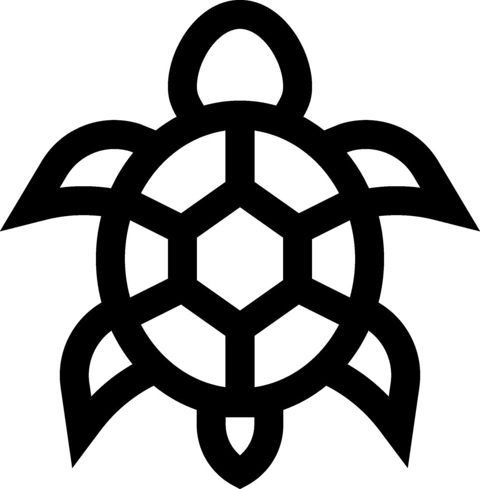 A turtle is shown in black and white vector