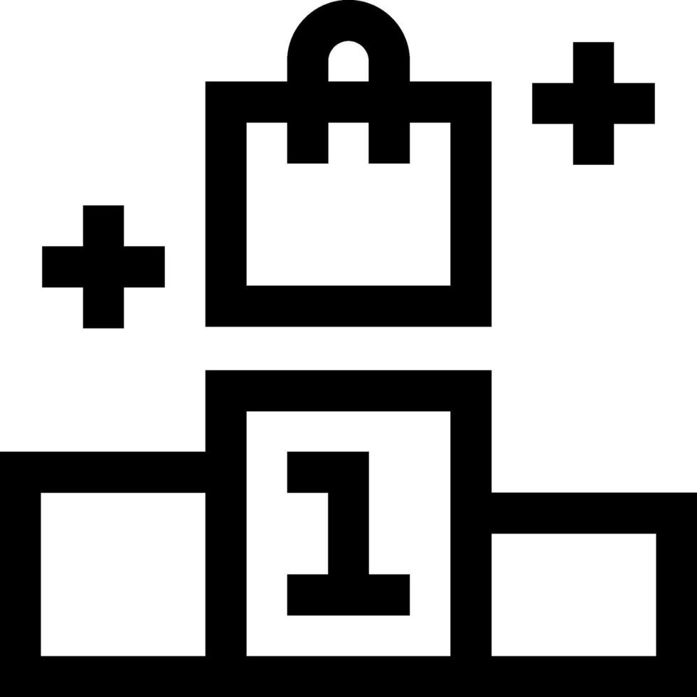 A black and white icon of a shopping bag vector