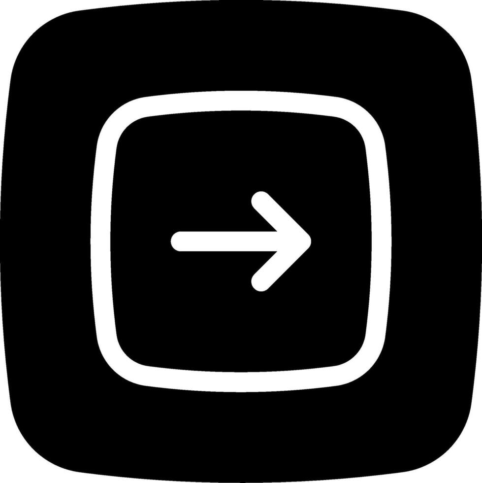 A black and white icon with an arrow pointing to the right vector