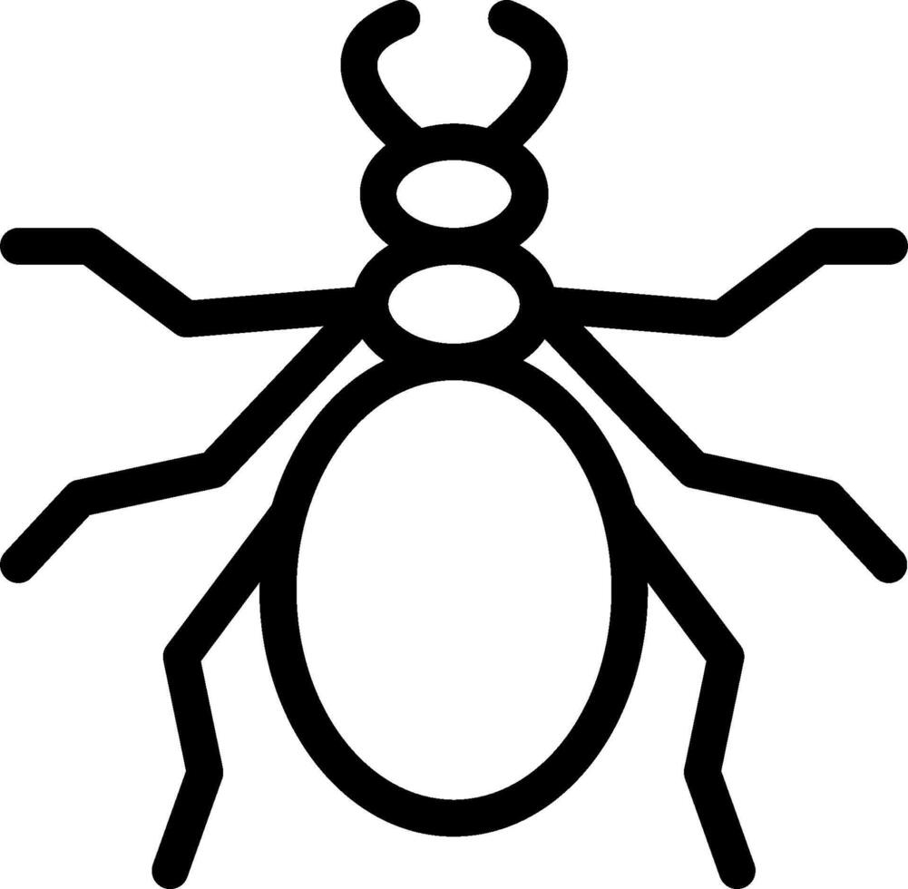 A black and white illustration of a bug vector