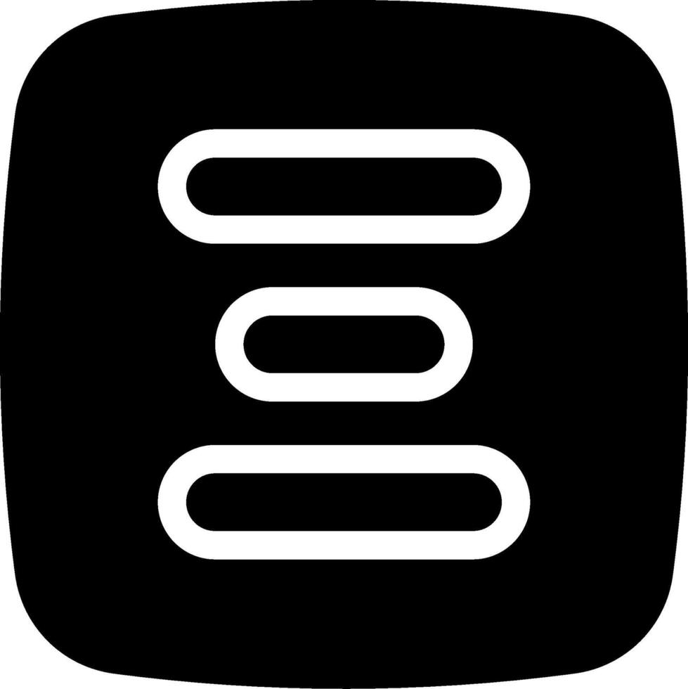 A black and white icon with a stack of three lines vector