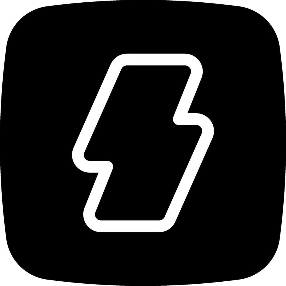 A black and white icon with a lightning bolt vector