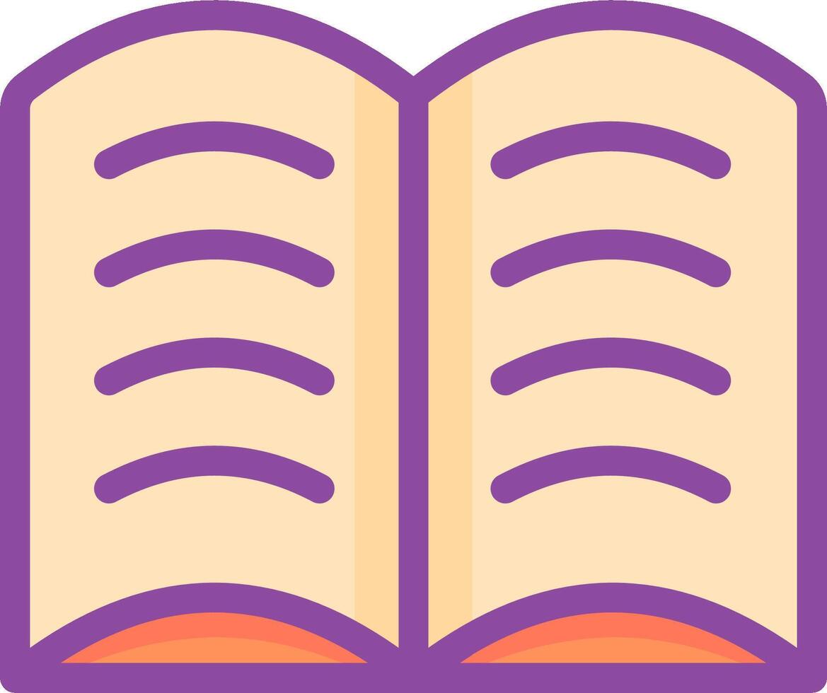 An open book icon with a purple background vector