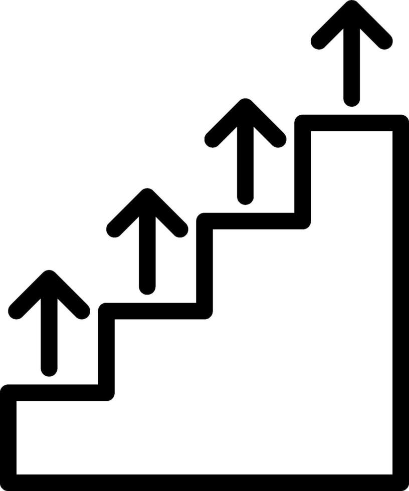 A black and white image of a stair with arrows going up vector