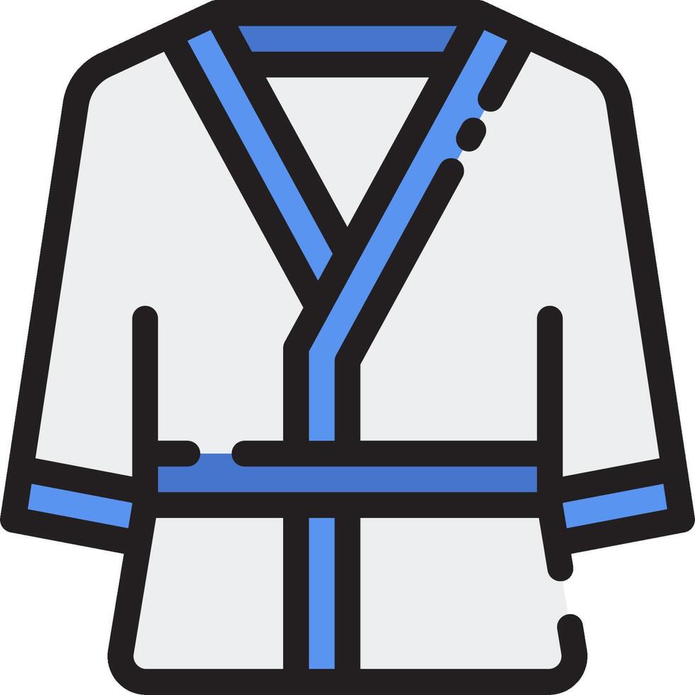 A white and blue karate robe with blue trim vector