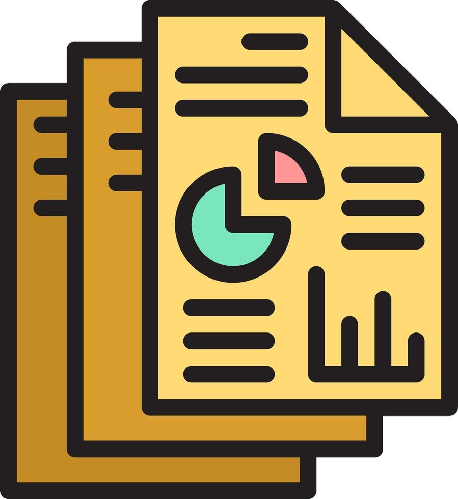 A stack of documents with a graph on top vector