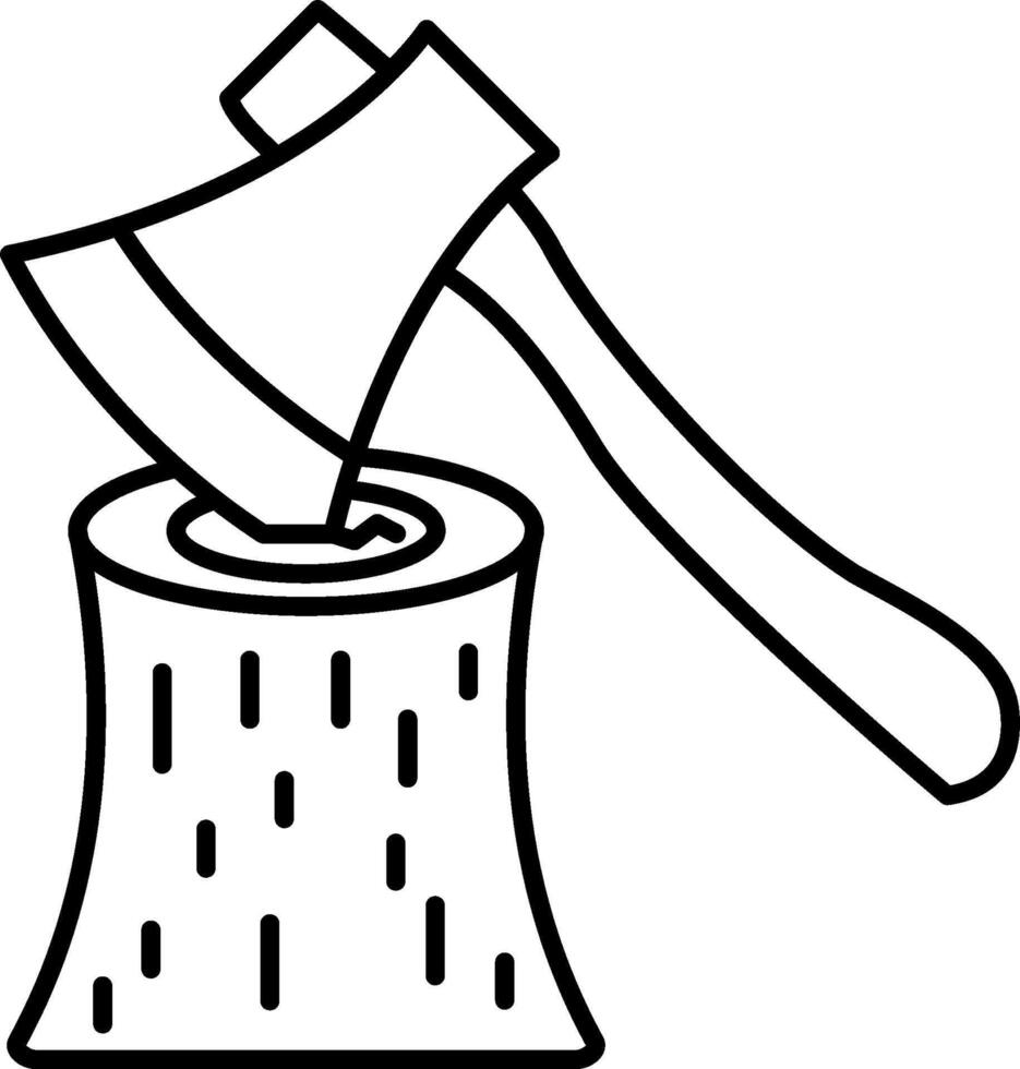 An axe and a stump with a tree trunk vector