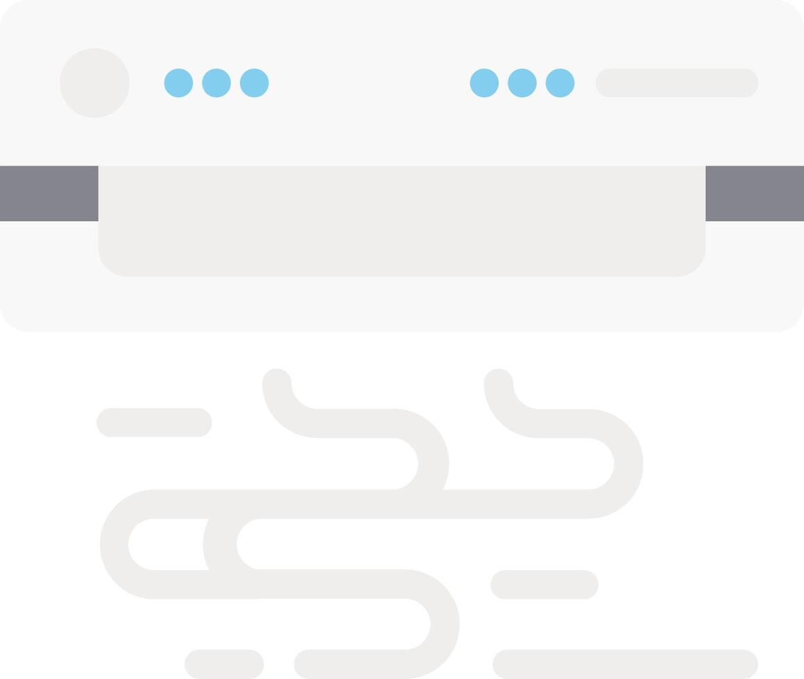 A white air conditioner with blue lines vector