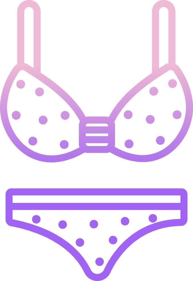 A purple and pink polka dot bikini top vector