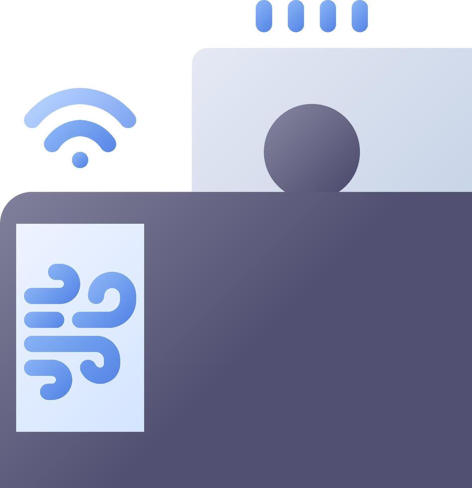 A person is sitting on a couch with a wifi symbol vector
