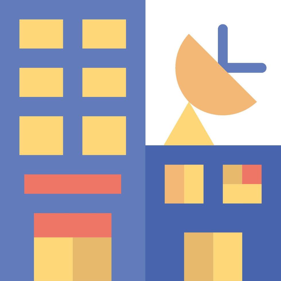 A building with a clock and a building vector