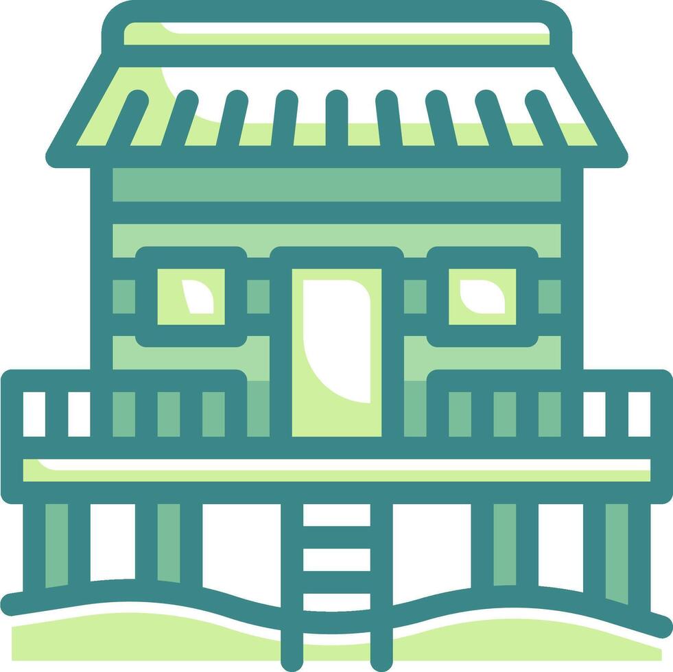 A house with a roof on a wooden deck vector