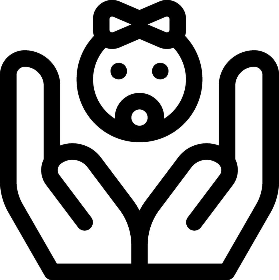 A black and white icon of a baby in the hands of a woman vector