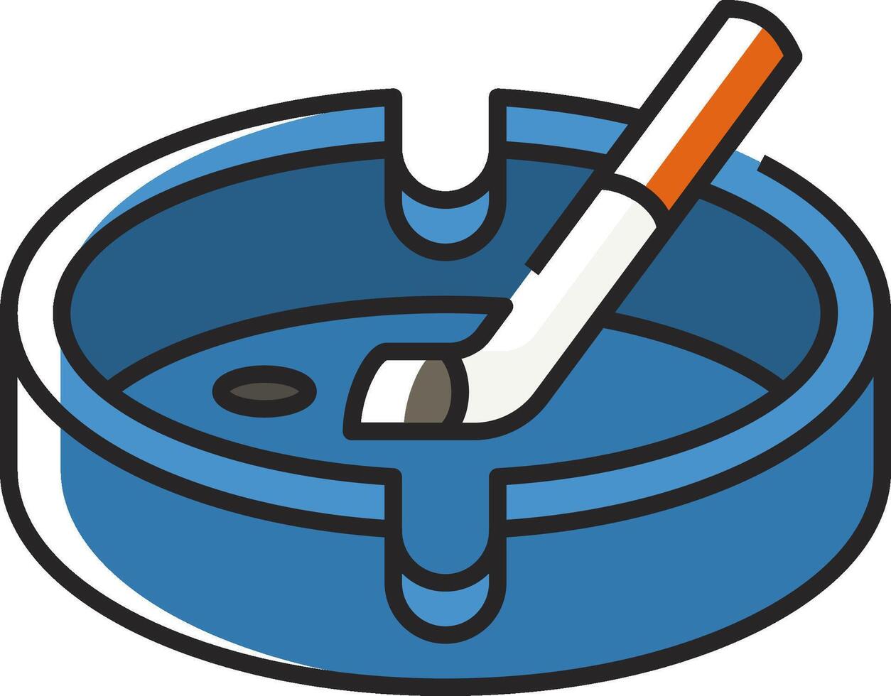 A blue ashtray with a cigarette in it vector