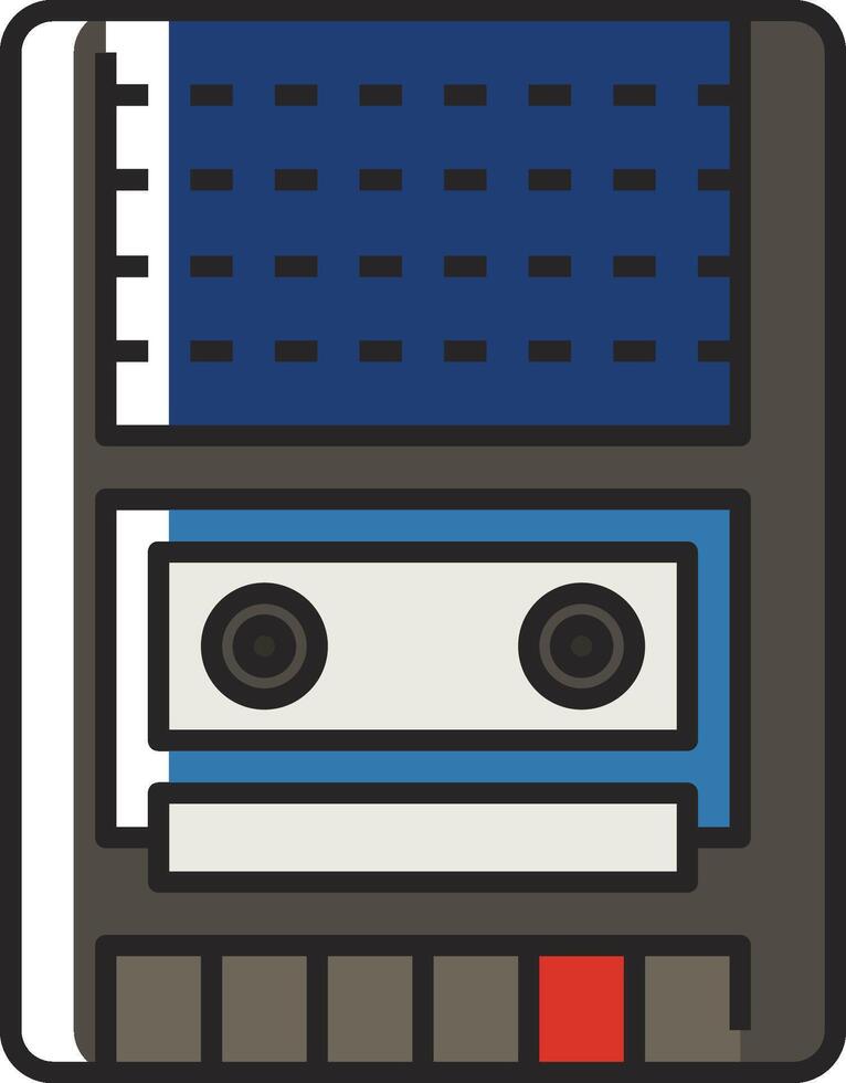 A cassette player icon with a blue and white background vector