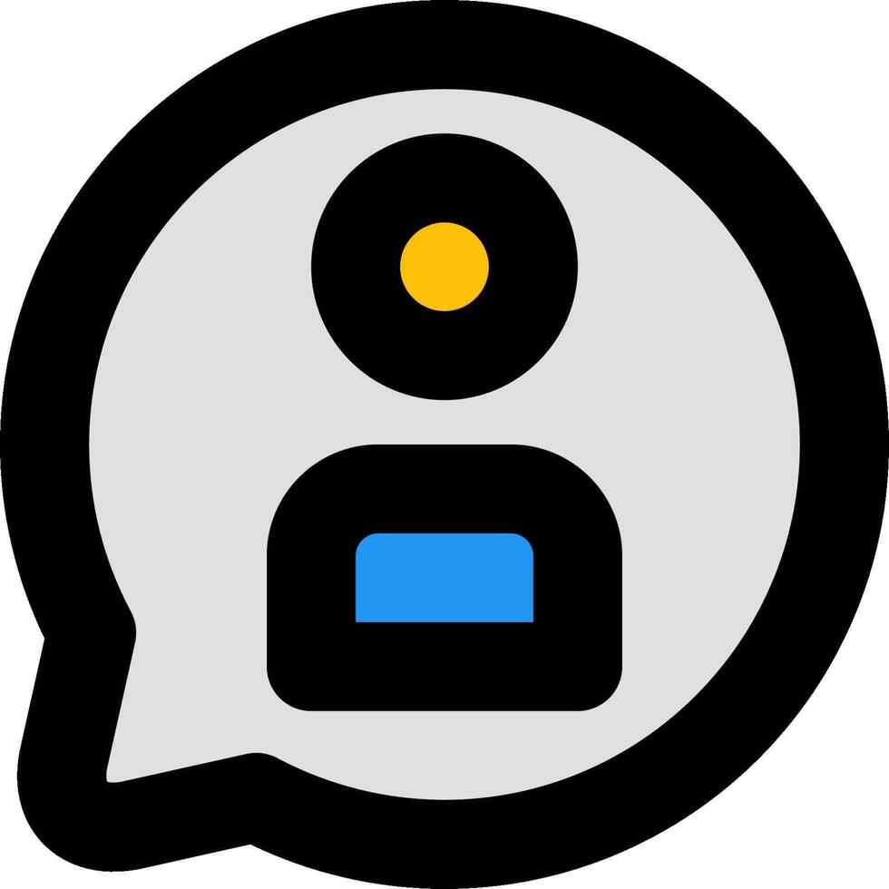 A person in a chat bubble with a blue and yellow icon vector