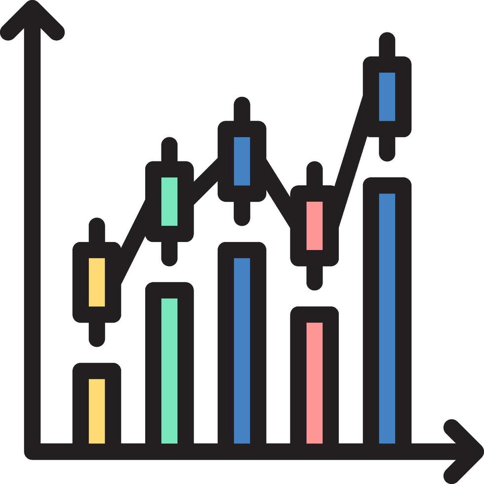 An icon of a bar chart with arrows going up vector