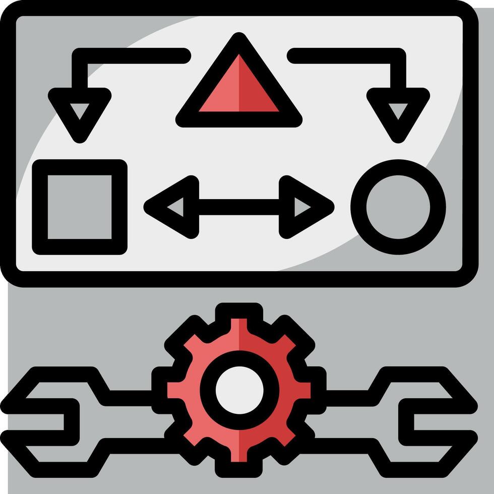 A computer with a red arrow pointing to the right vector