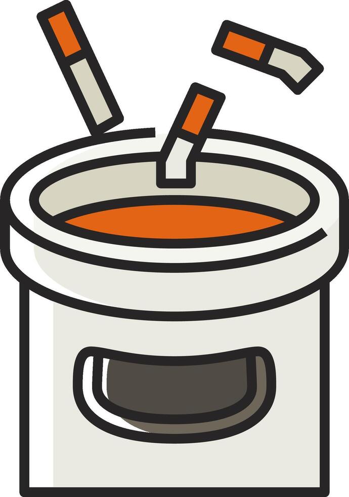 A bucket with cigarettes in it and a cigarette lighter vector