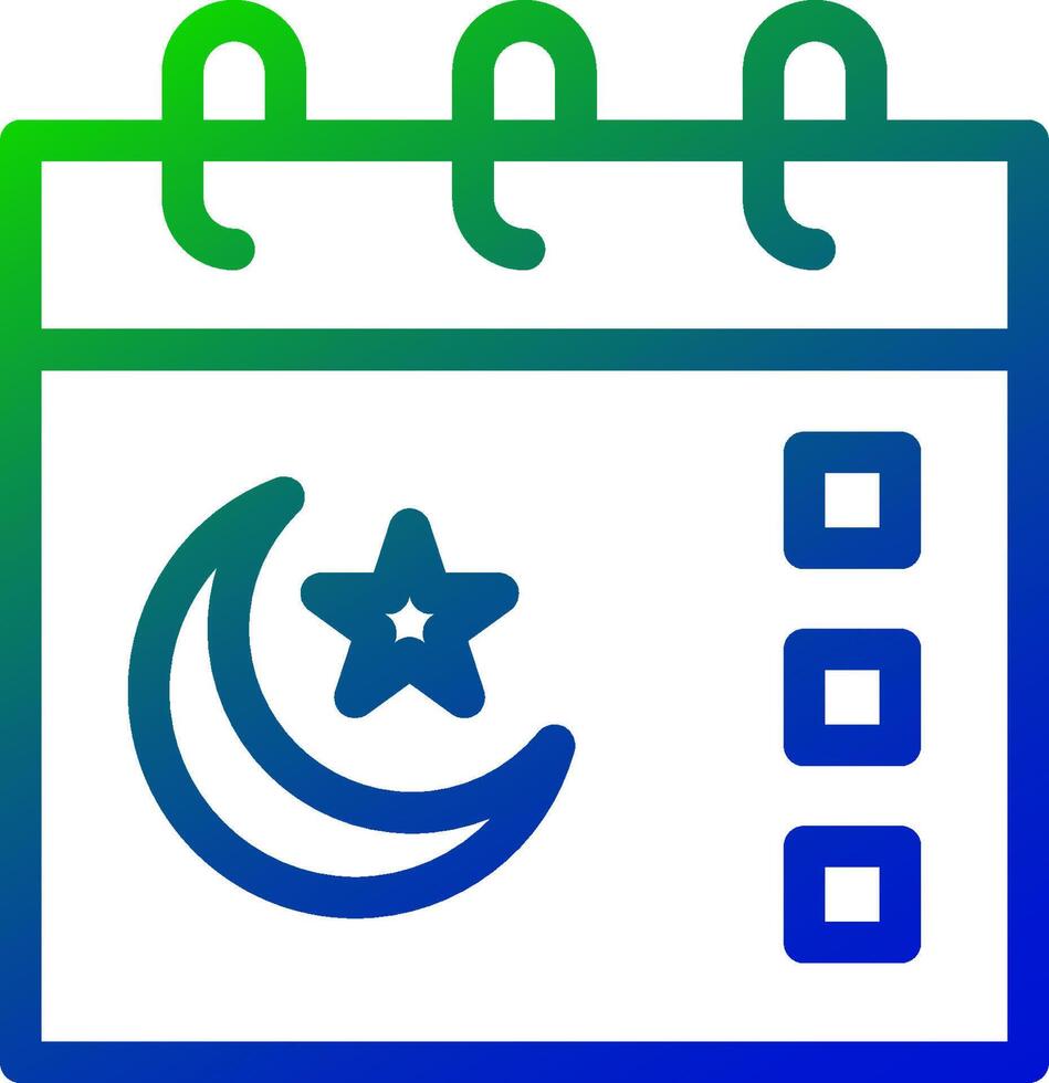 A calendar with a star and crescent vector