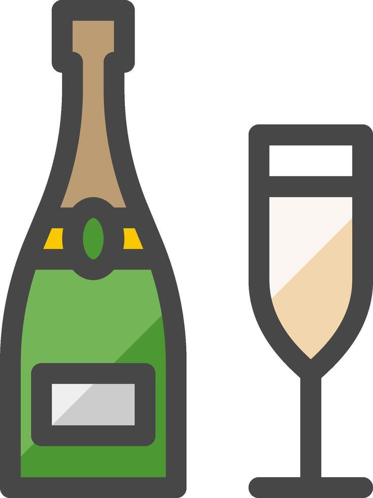 Champagne and glass icon vector