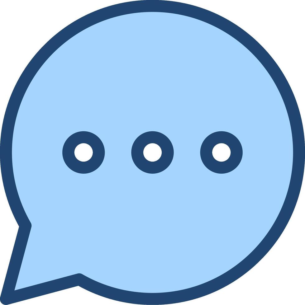 A blue speech bubble with three dots on it vector