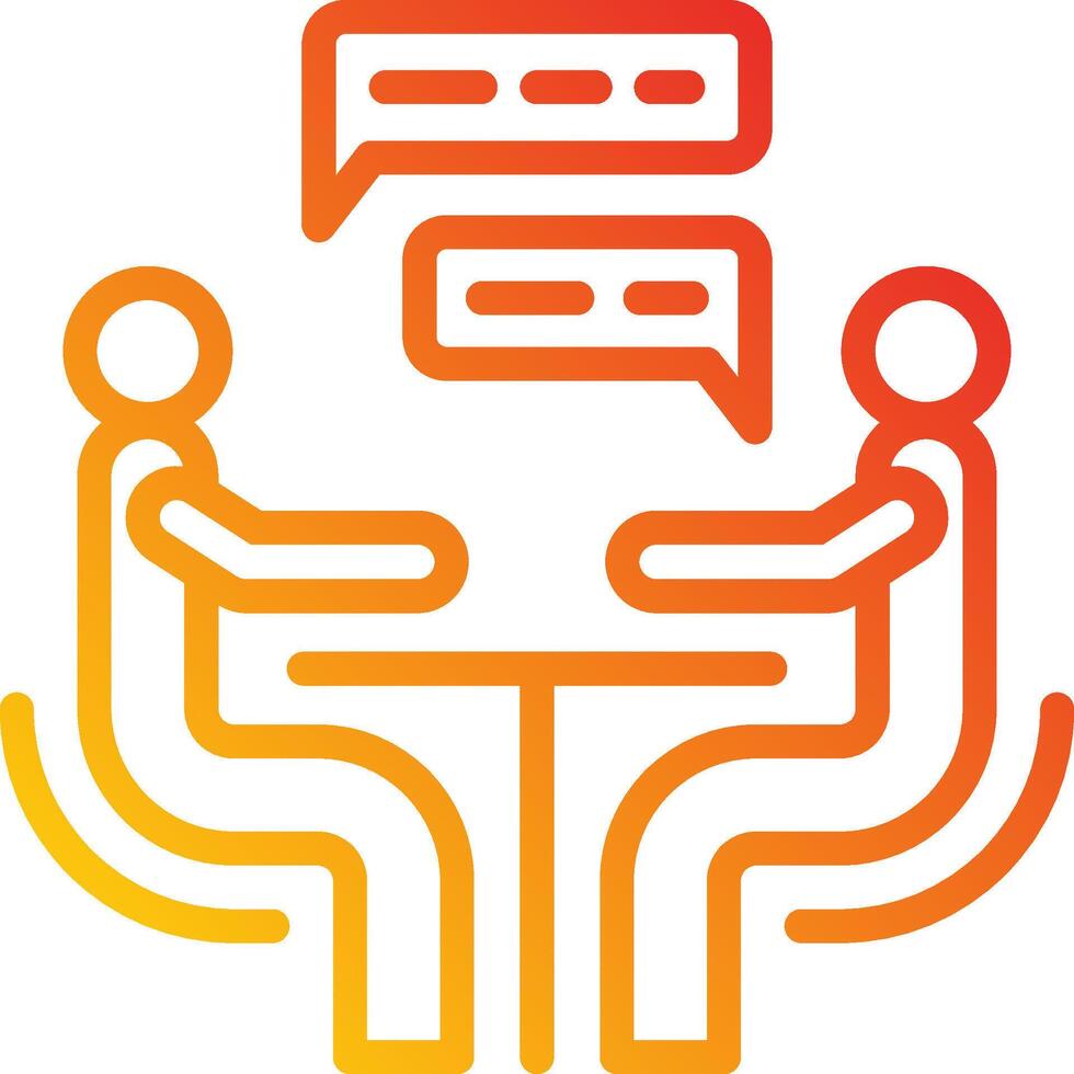 Two people sitting at a table with speech bubbles above them vector