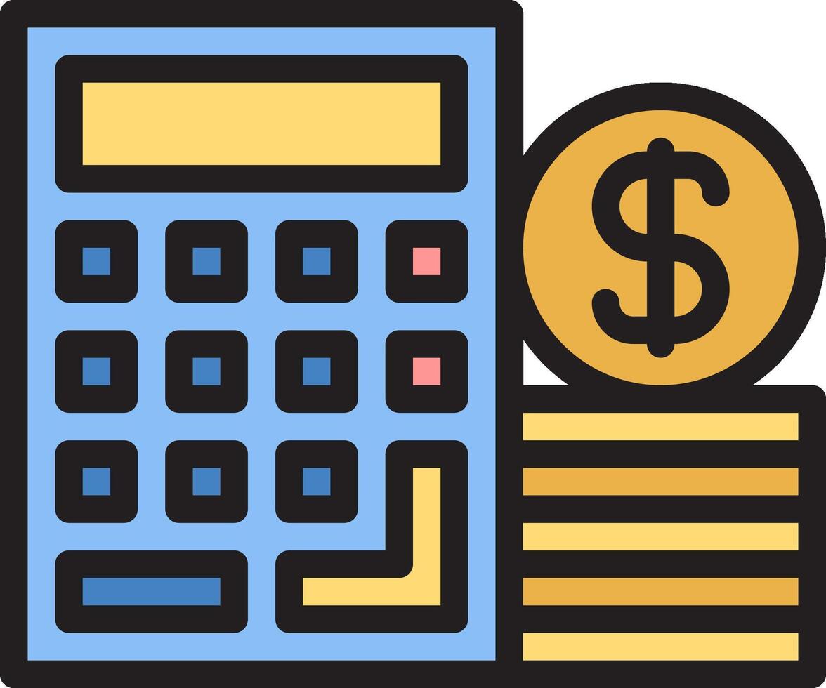 A calculator and stacks of money vector