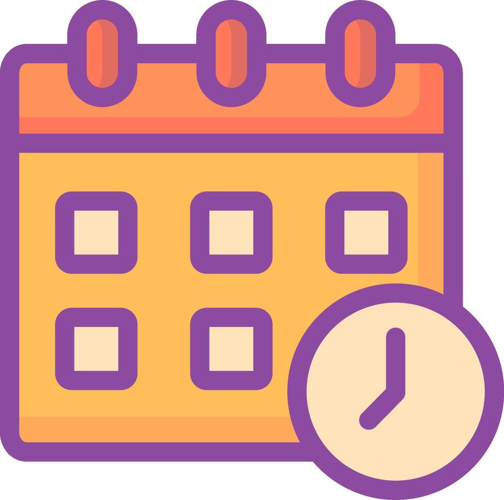 Calendar icon with clock and calendar vector