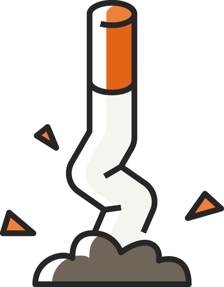 A cigarette with a broken stem and smoke coming out vector