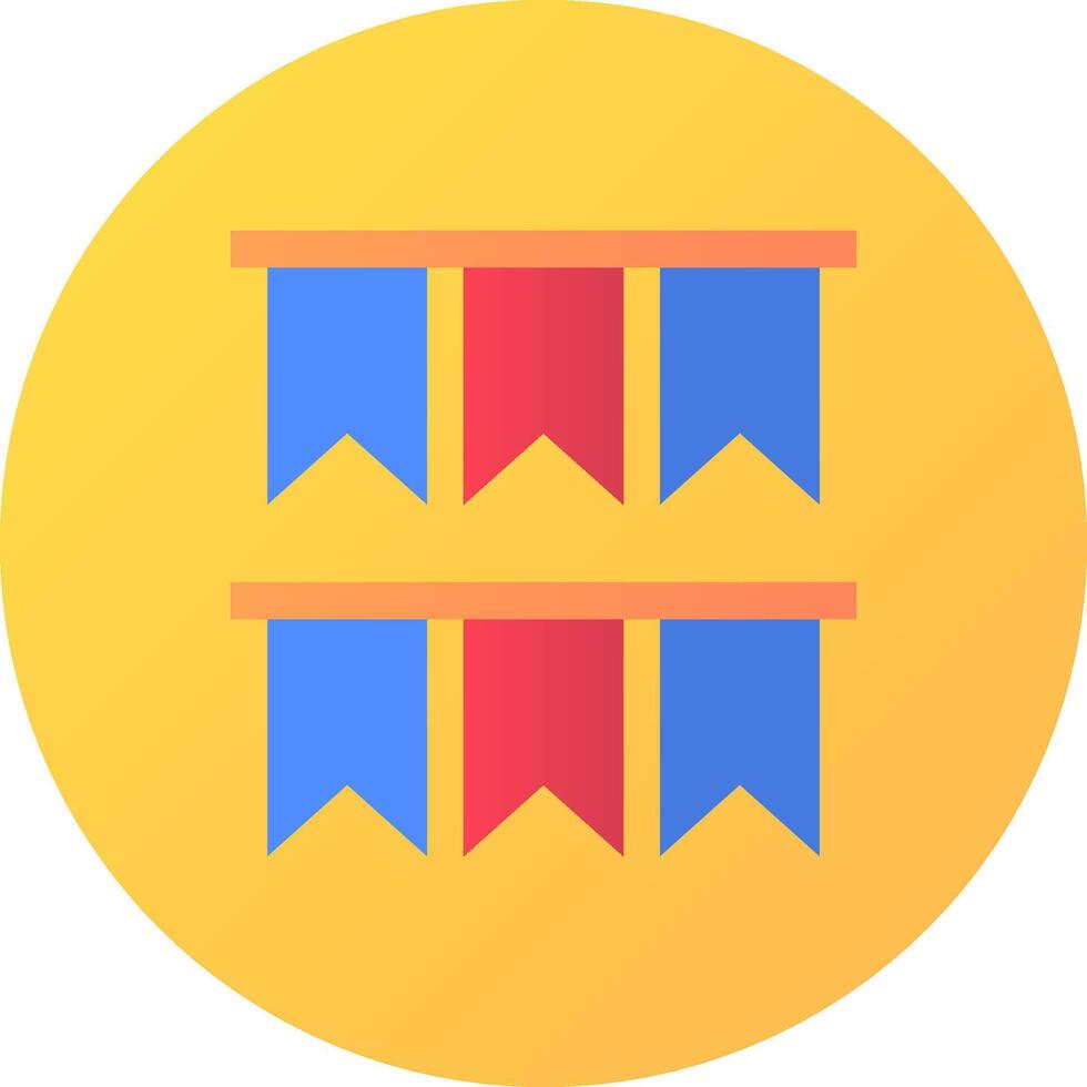 A yellow circle with three flags on it vector