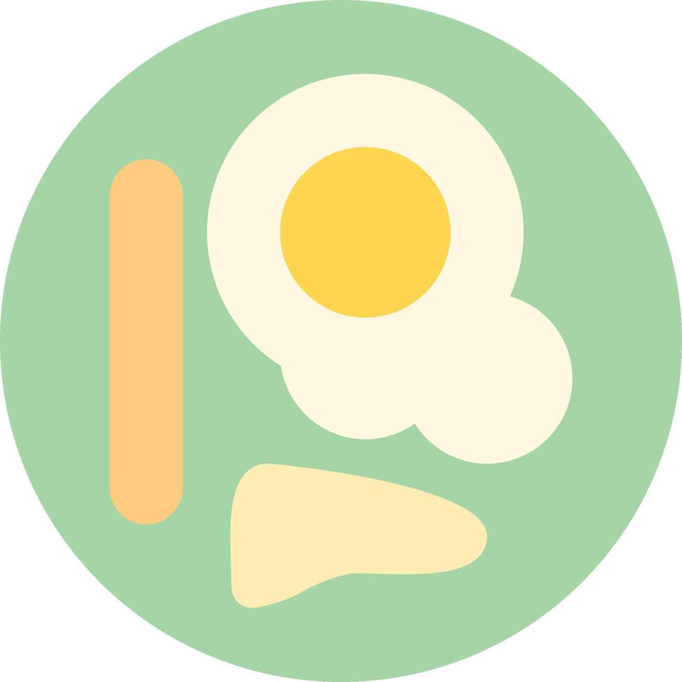 An egg, toast, and a slice of bread are shown in a green circle vector
