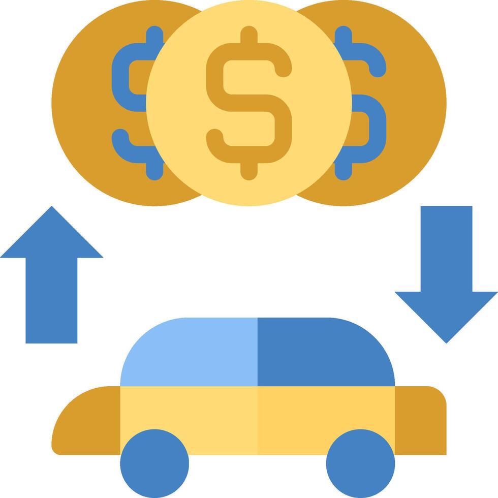 A car with a dollar sign and a dollar sign on it vector