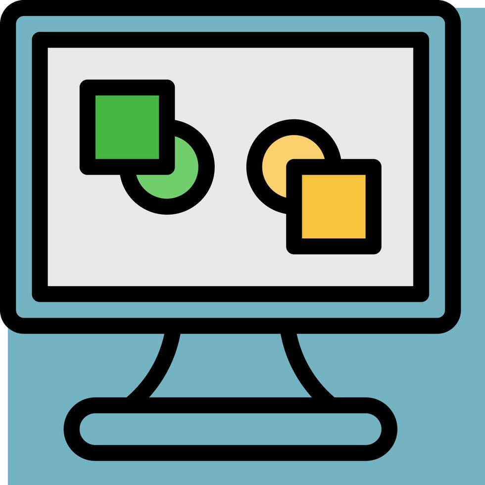 A computer monitor with two squares on it vector
