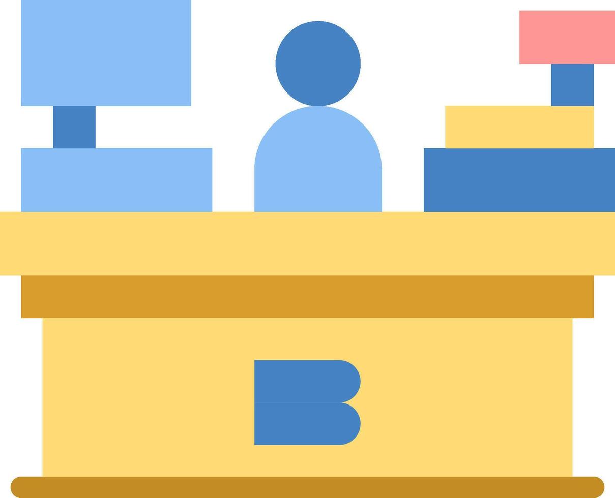 A person is sitting at a desk with a computer vector