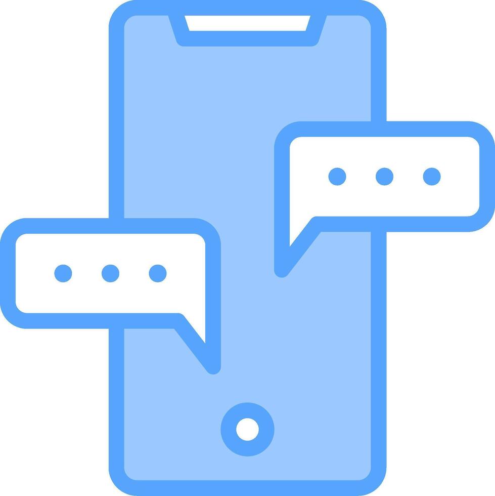 A blue phone with two speech bubbles on it vector